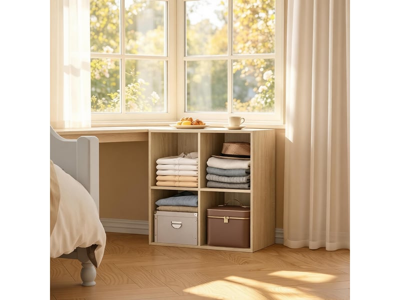  Bibliothèque cube compacte, étagère rangement moderne, meuble présentoir et buffet polyvalent  - Conforama E