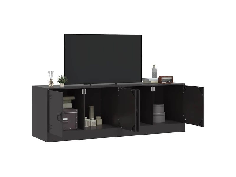  Lot de 2 meuble tv bas salon noir 67x39x44 cm acier shl8994  - Conforama C