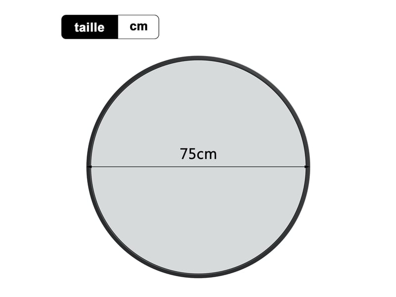  Miroir rond mural 75cm - miroir salle de bain en verre trempé incassable avec cadre aluminium - noir  - Conforama E