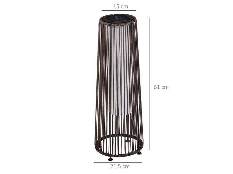  Lampe de sol solaire extérieure en polyrotin marron lanterne led crépusculaire ip44 pour terrasse  - Conforama E