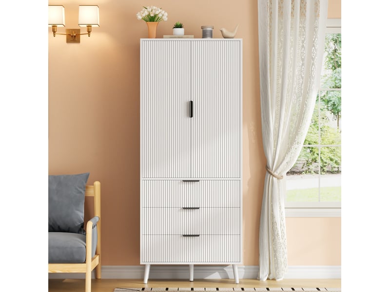 Buffet haut 2 portes et 3 tiroirs 75 x 35 x 180 cm homvra - Conforama C