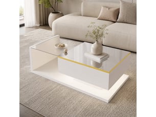 Table basse rectangulaire coloris blanc LPOSPI - 50 cmx100 cm