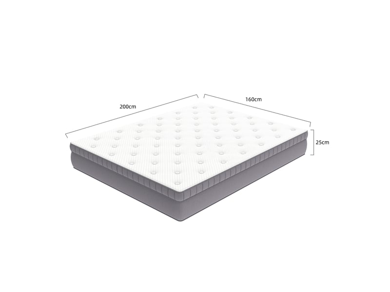  Matelas 160x200 h3 25 cm ressorts ensachés 7 zones mousse confort oeko-tex blanc ancien cravdom  - Conforama C