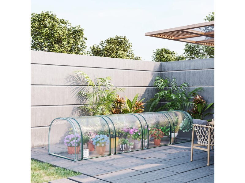  Mini serre de jardin serre à tomates 4l x 1l x 0,80h m acier pvc anti-uv 4 fenêtres zip enroulables vert et transparent  - Conforama D