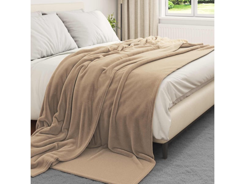  Plaid canapé camel 220x240 cm 1.37 kg polaire  - Conforama C