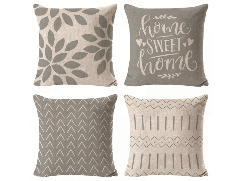  Housses de coussin, housses de coussin 45 x 45 cm lot de 4 housses de coussin carrées grises 18 x 18 cm lot de 4 pour patio extérieur jardin salon canapé d  - Conforama A