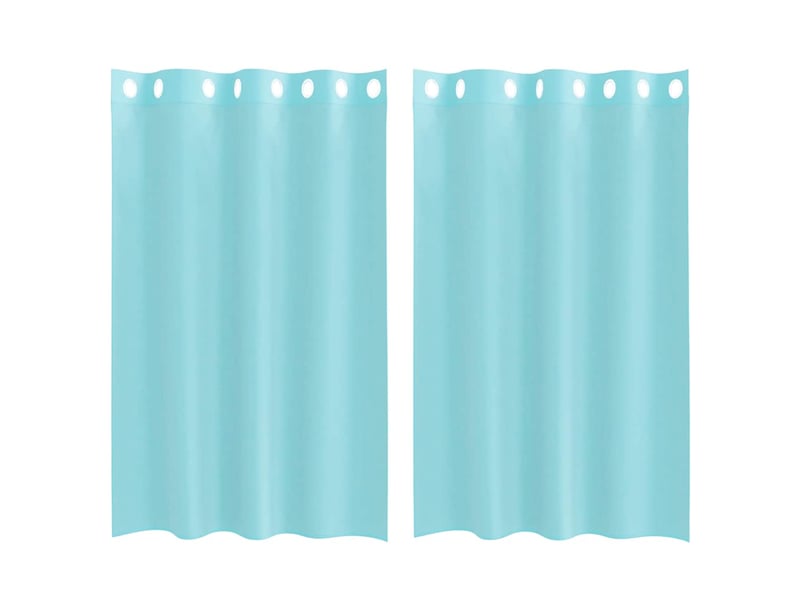  Lot de 2 rideaux en voile, voilages avec œillets turquoise cf44425  - Conforama A