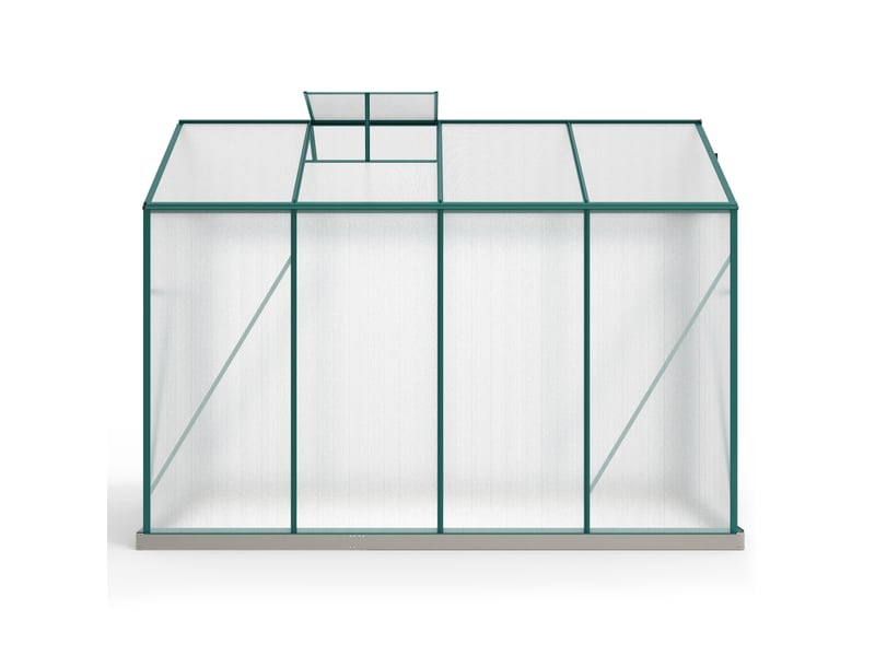 Serre de jardin aluminium 4,75 m² - 190 x 253 cm avec 1 fenêtre de toit & porte coulissante, serre de plantes, serre à tomates - Conforama D