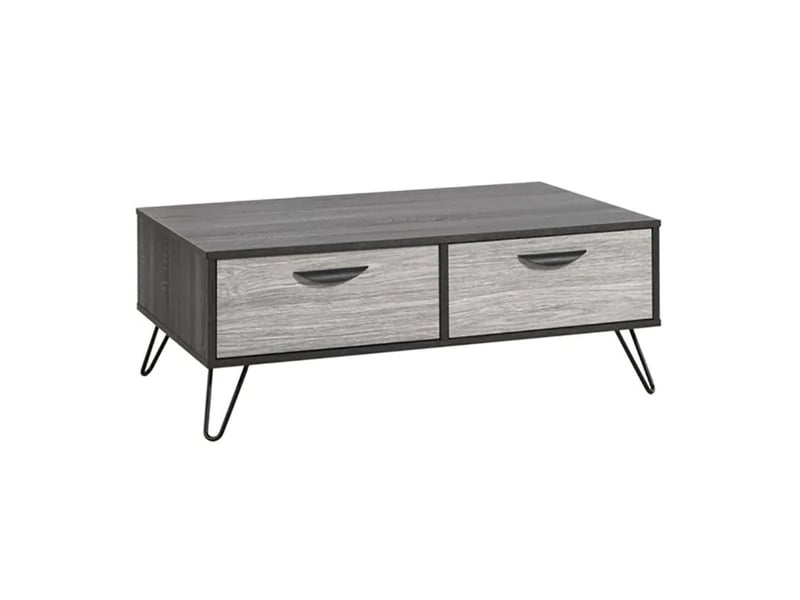  Table basse 2 tiroirs aspect bois grisé et noir - brooklyn BROOKLYN - Conforama C