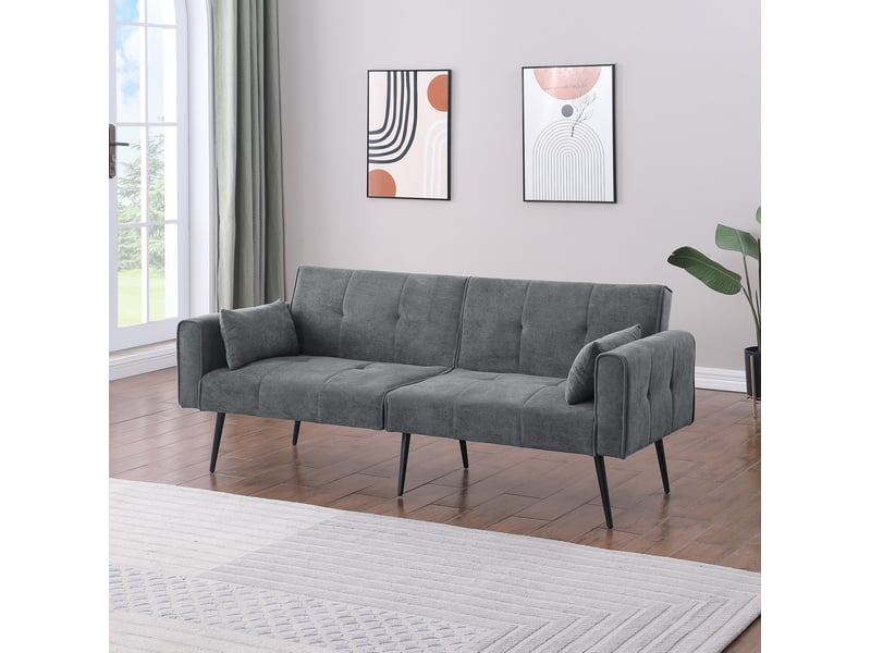  Canapé-lit convertible modenvie 3 places pliant en velours côtelé gris 175 x 71 x 71 cm  - Conforama D