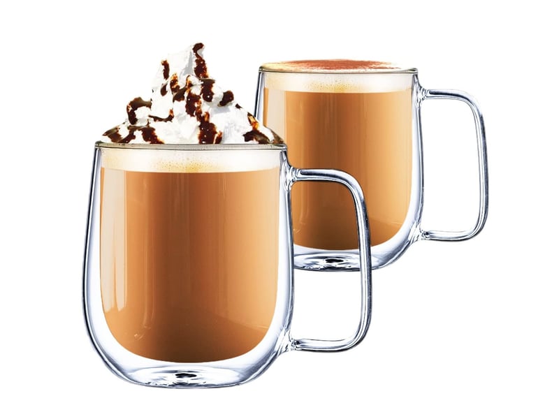 Tasse double paroi en verre 350ml avec poignée – set de 2 mugs en verre - Conforama A