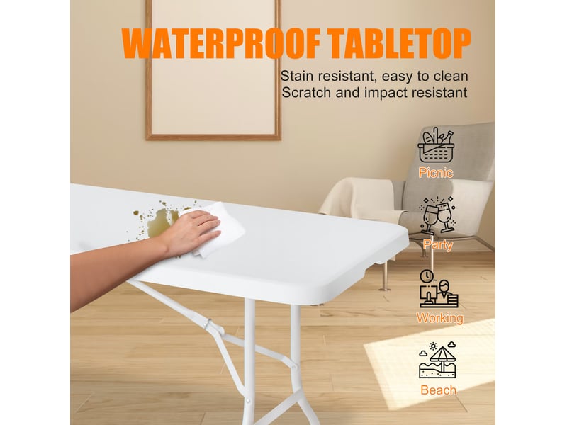  Table pliante 244x76x73.6 cm portable pliable blanc  - Conforama E