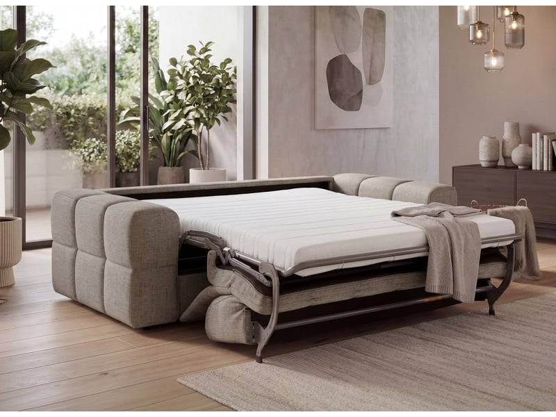  Canapé convertible express 3 places en velours texturé taupe basile KF9067D-3-TAU - Conforama C