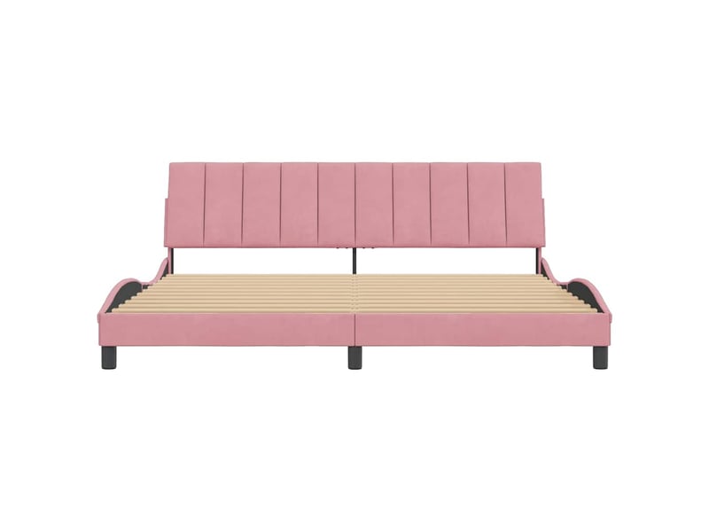 Lit double- lit adulte - cadre de lit sans matelas hanko rose 200x200 cm velours - Conforama D