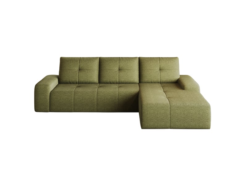 Canapé d’angle 3 places en tissu vert olive, 262x172x82 cm - Conforama D