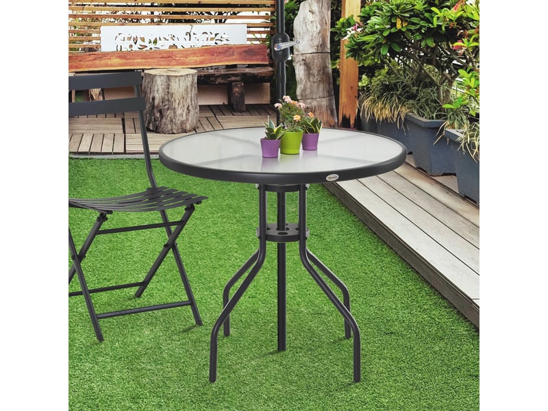  Table ronde bistro de jardin acier noir 80x80x72cm  - Conforama D