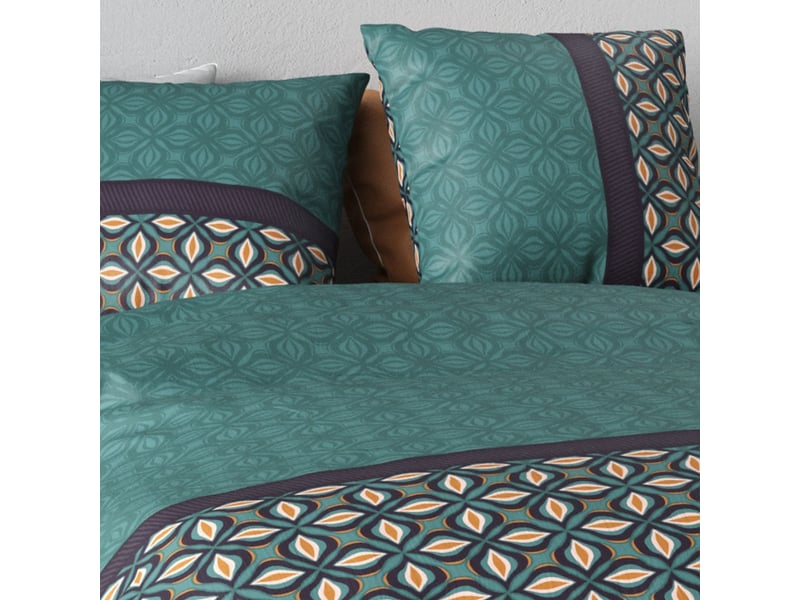  Parure housse de couette 260x240cm + 2 taies motif art-déco vert 100% coton - salman SALMAN - Conforama D