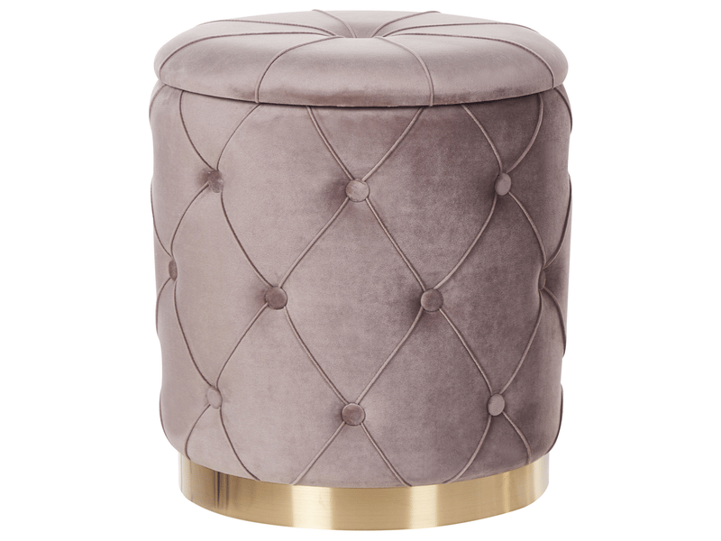 Lot de 2 poufs avec rangement pueblo velours taupe 418732 - Conforama F