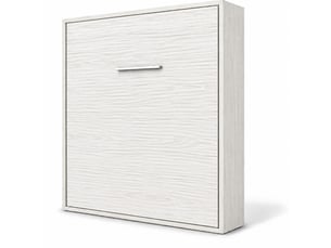 Lit escamotable vertical kola – seulement 34,5cm de profondeur, le confort d’un vrai lit-140x200-cadre chêne blanc-façade chêne blanc