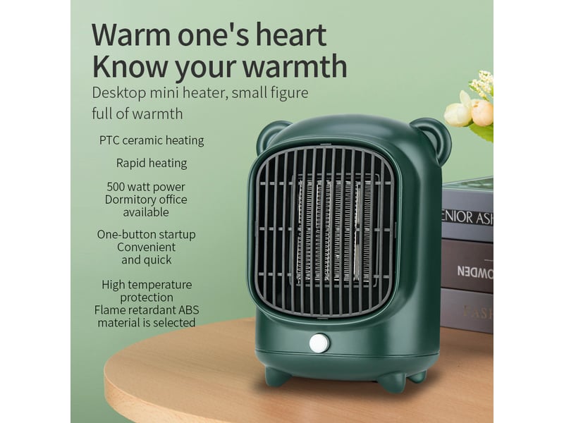  500w chauffage électrique (vert)desktop mini portable small ptc ceramic chauffage chauffage rapide mute heat, multicolore  - Conforama E