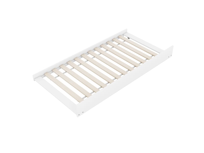  Lits superposés avec lit gigogne 90x200 cm, lit enfant triples avec escaliers, garde-corps haut escalier stable, amovible, blanc  - Conforama B