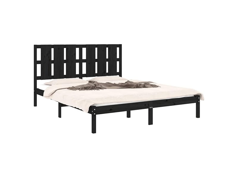  Lit double- lit adulte -  cadre de lit sans matelas noir 150x200 cm bois massif  - Conforama B