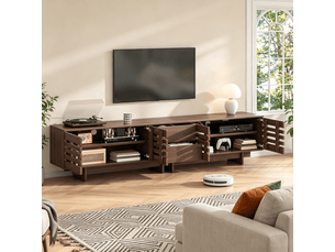 Meuble tv coloris bois foncé 200 cm <strong>PHOEBE CAT</strong> <strong></strong>