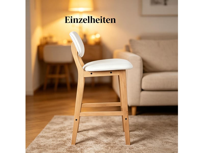  Tabourets de bar 91,5 cm – blanc – lot de 2 avec assise rembourrée et dossier ergonomique pour cuisine  - Conforama E