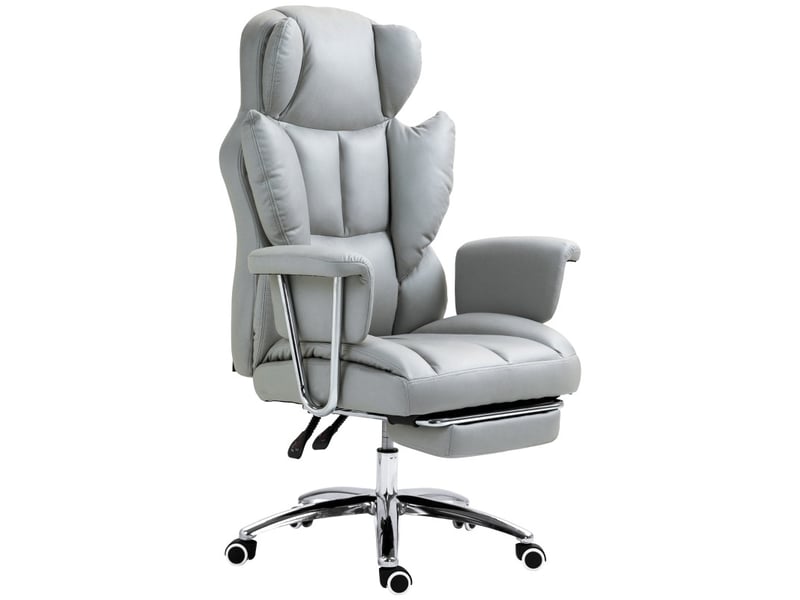  Chaise de bureau ylener ergonomique avec repose pieds pivotante gris clair  - Conforama A
