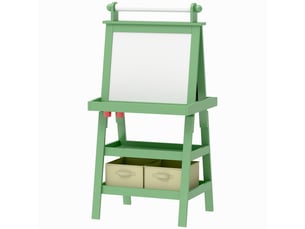 Arkswift, tableau chevalet enfant 3 en 1 avec tableau blanc magnétique, tableau à craie, rouleau papier, 2 paniers, 3-6 ans, vert