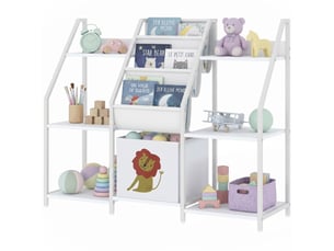 Bibliothèque pour enfants à 3 niveaux, étagère à livres pour enfants avec tiroir en tissu, 93 x 30 x 76 cm, blanc