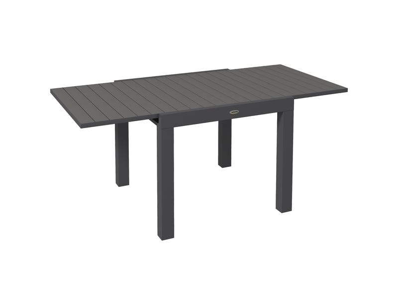 Table de jardin extensible 81 à 162 x 80 cm grise en aluminium, pour 6 personnes, plateau à lattes  - Conforama A