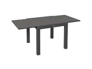 Table de jardin extensible 81 à 162 x 80 cm grise en aluminium, pour 6 personnes, plateau à lattes