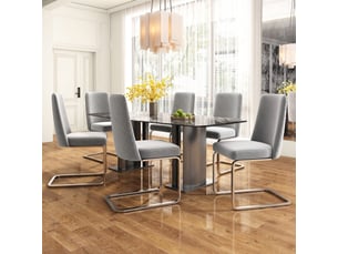 Lot de 4 chaises de salle à manger - chaises salon rembourrées avec pieds en métal argent - velours - gris