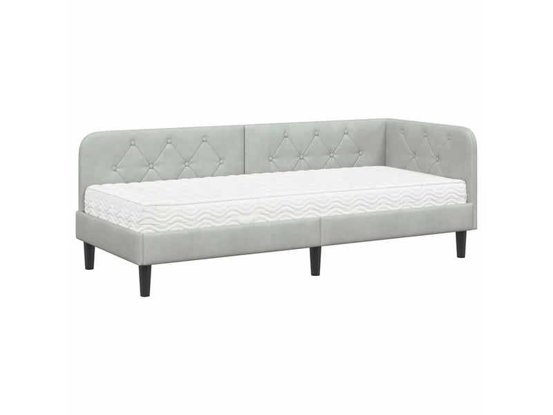 Lit simple- lit adulte - cadre de lit d'angle gris clair 80 x 200 cm velours - Conforama A
