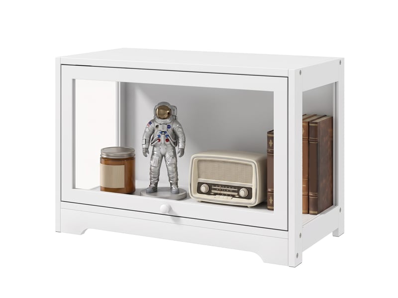  Vitrine en acrylique pour collections avec porte à charnières pour figurines décoratives 59 x 30 x 40 cm blanc  - Conforama B