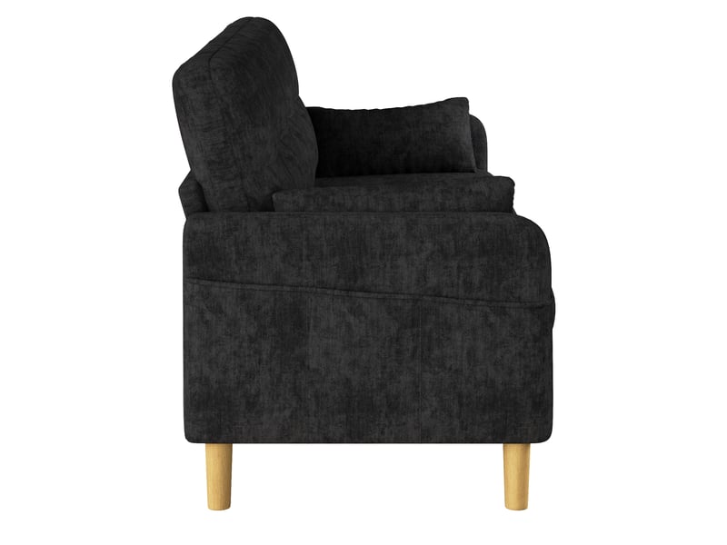 Canapé 2 places lora gris en chenille avec coussins moelleux, 2 coussins et poche de rangement latérale  - Conforama E