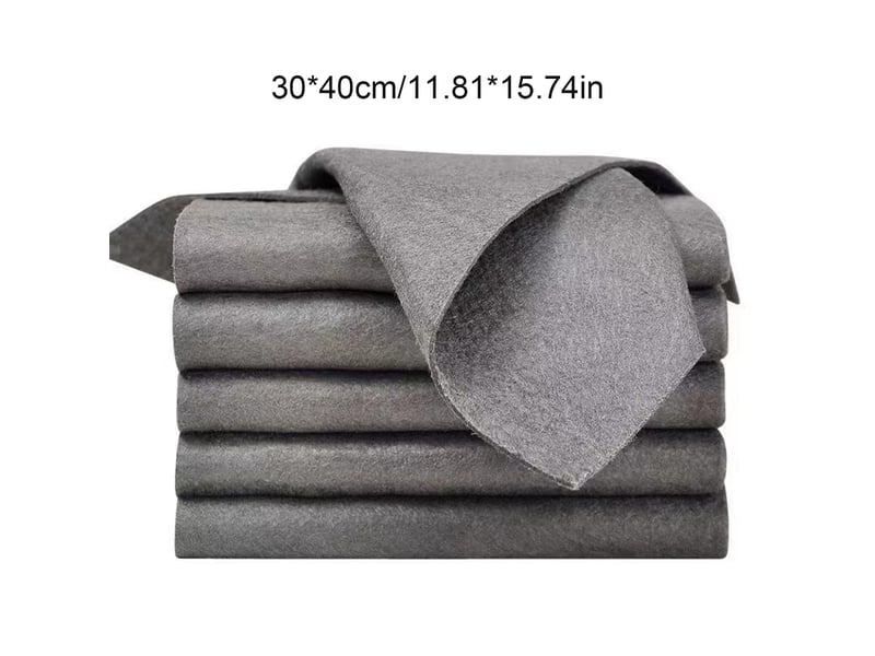  Lot de 5 chiffons microfibres ultra absorbants 30 × 40 cm réutilisables pour nettoyage intérieur et extérieur gris chicfurn  - Conforama C