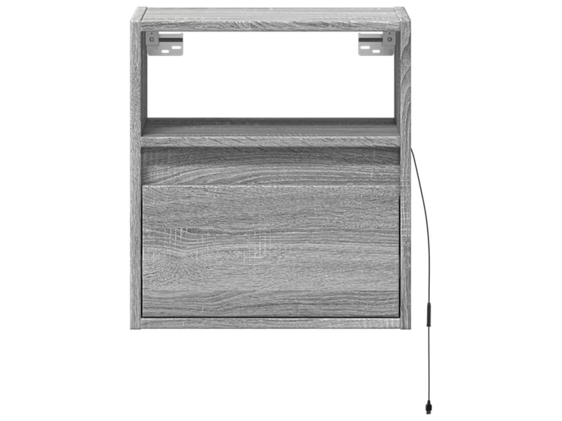 Lot de 2 tables de chevet - cabinet de chevet - table de nuit murales avec lumières led sonoma gris - Conforama E
