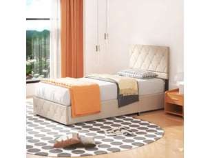 Lit coffre 90x190 cm <strong>MODENUIT </strong> <strong></strong> coloris beige
