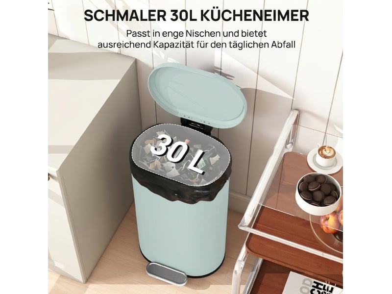  Poubelle de cuisine 30 l 36,5 x 31 x 61 cm à pédale verte  - Conforama D