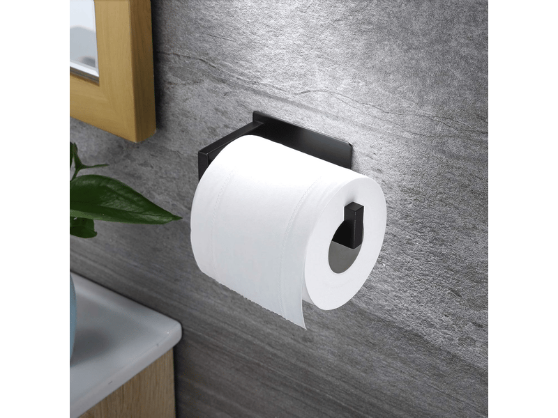  Porte-papier toilette noir, pour salle de bain et cuisine, en acier inoxydable sus 304, auto-adhésif  - Conforama D