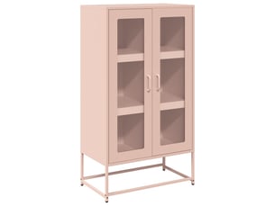 Buffet haut - bahut - meuble de rangement rose 68x39x123 cm acier