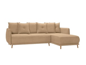 Canapé d'angle réversible convertible CASANOVA 3 places Tissu marron avec coffre de rangement