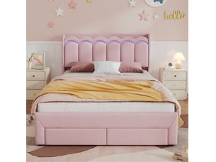 Lit avec rangement 140x200 cm <strong>COVREO </strong> <strong></strong> coloris rose