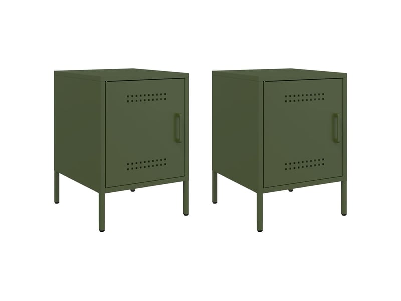  Lot de 2 tables de chevet - cabinet de chevet - table de nuit vert olive 36x39x50,5 cm acier  - Conforama A