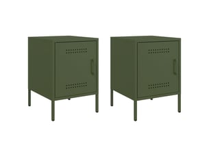 Lot de 2 tables de chevet - cabinet de chevet - table de nuit vert olive 36x39x50,5 cm acier