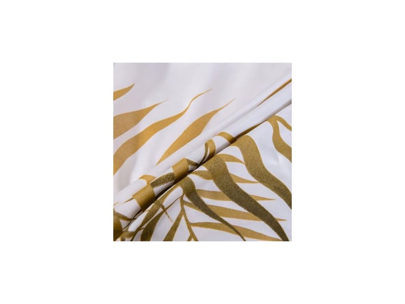  Royaluxe -set housse de couette longueur 240largeur 220cm motif feuilles tropicales dorées botanique 2 personnes et 2 x taies d'oreiller 50x75 cm  microfibre parure de linge de lit avec fermeture  - Conforama D