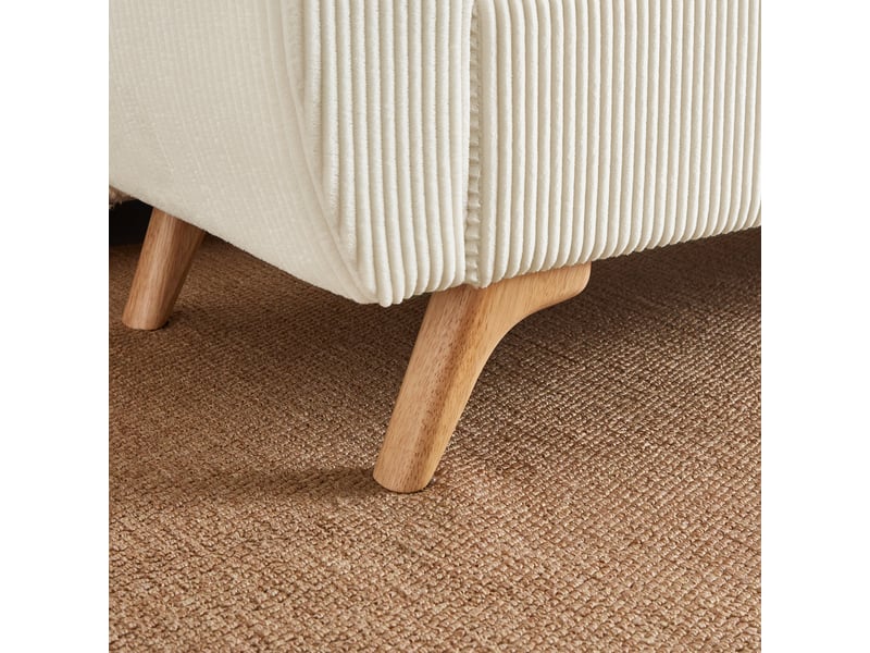  Banc coffre pliable en velours côtelé beige avec pieds en bois 145 x 51 x 57 cm W3915P509878 - Conforama E