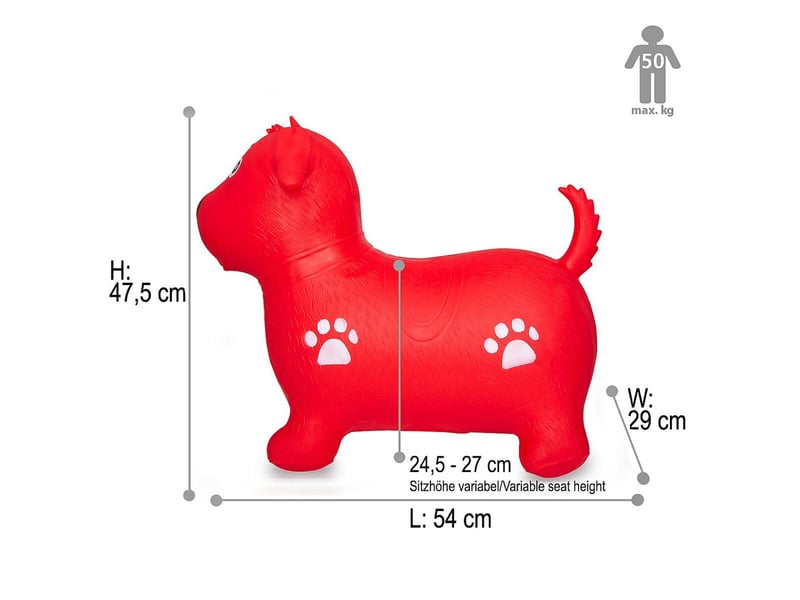  Animal rebondissante chien hoppydoo rouge avec pompe 460454 - Conforama B